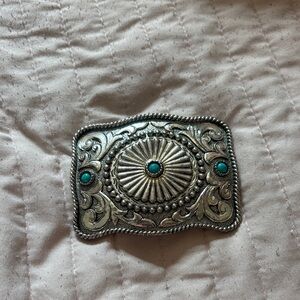 Silver and Turquoise Belt Buckle